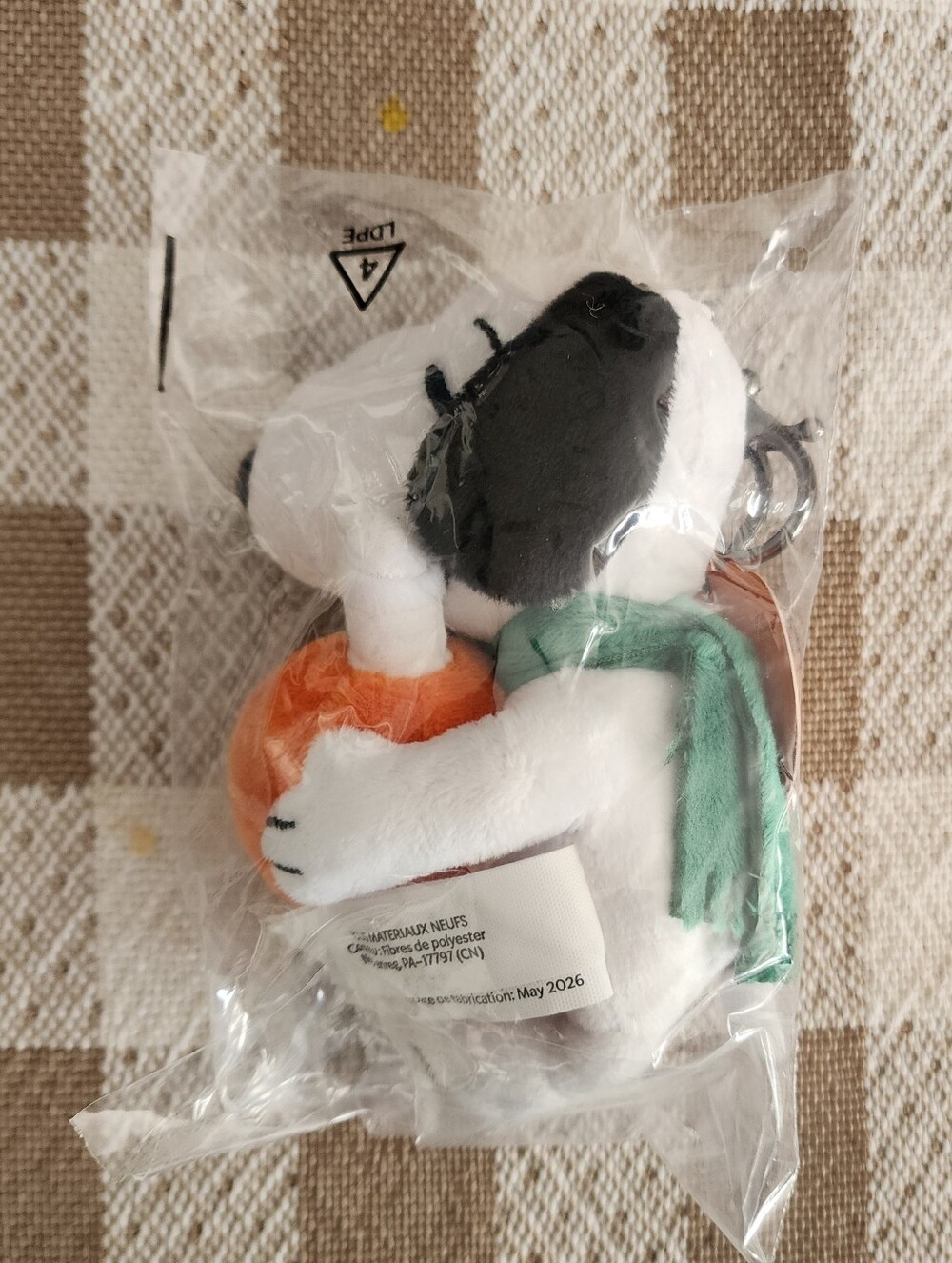 Brand new Snoopy Pumpkin plush keychain from the Fall 2026 Starbucks x Peanuts
